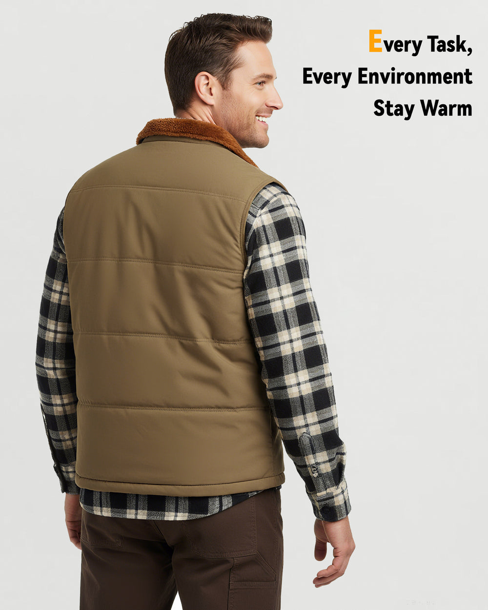 Men's Fleece-Lined Workwear 4-Zone Graphene Heated Vest