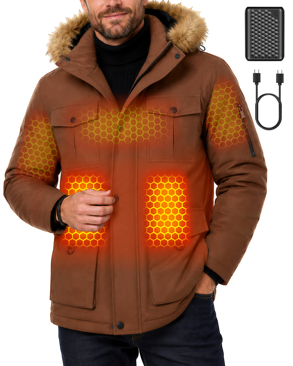 Men's Cargo Parka 6-Zone Graphene Heated Jacket