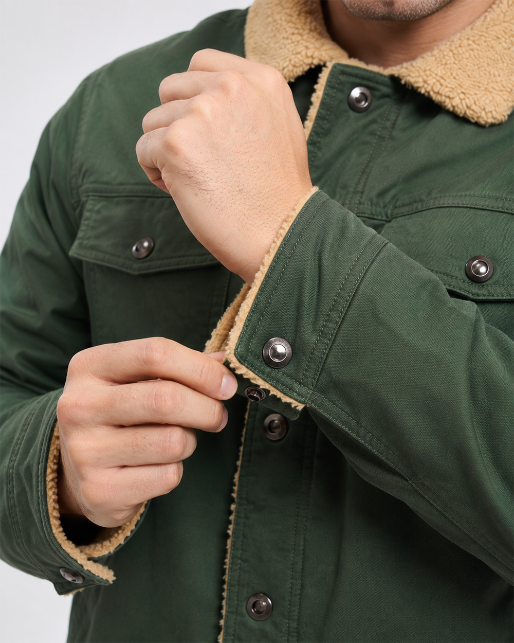 Men's Fleece-Lined Button-Up Denim 6-Zone Graphene Heated Jacket