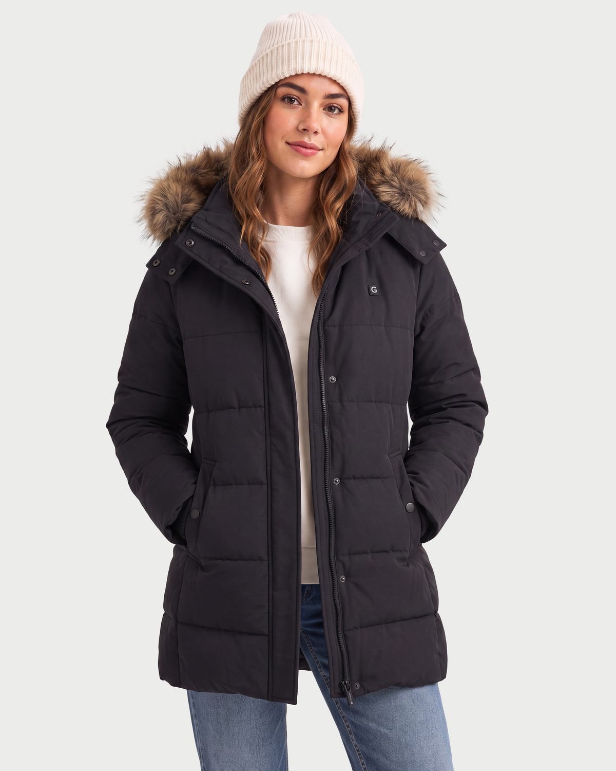 Women's Long Heated Puffer Coat (Slim Fit),GW882224