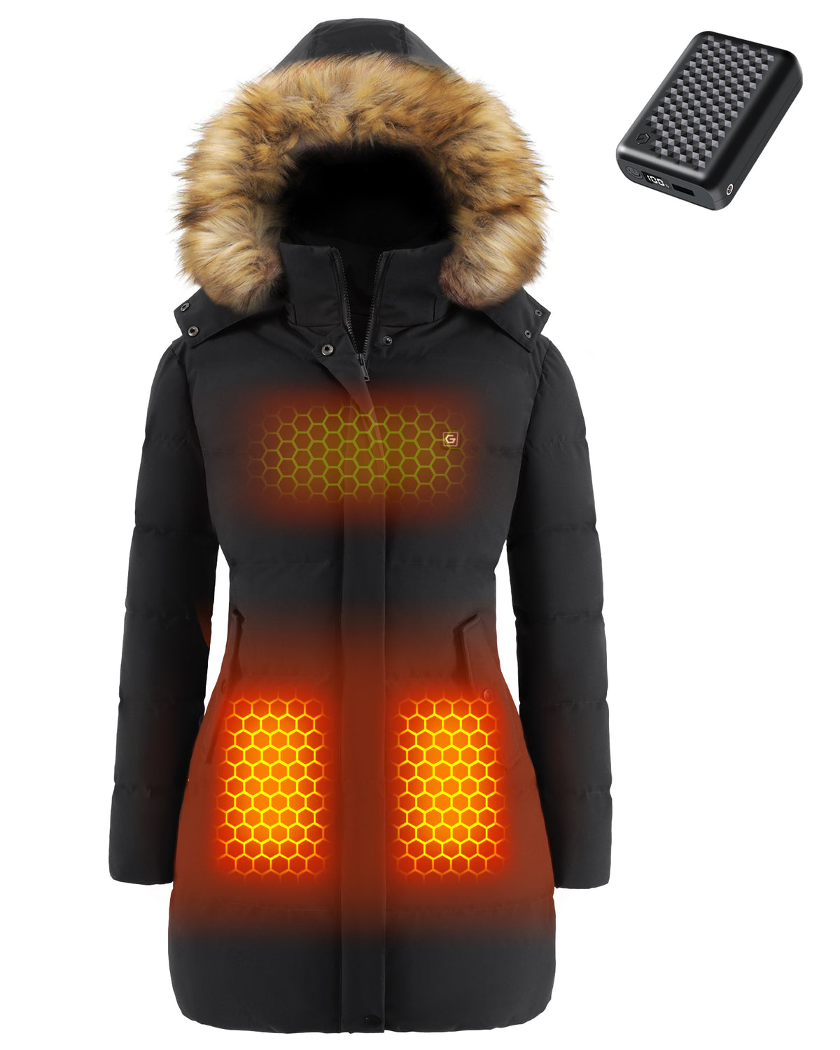 Women's Long Heated Puffer Coat (Slim Fit),GW882224