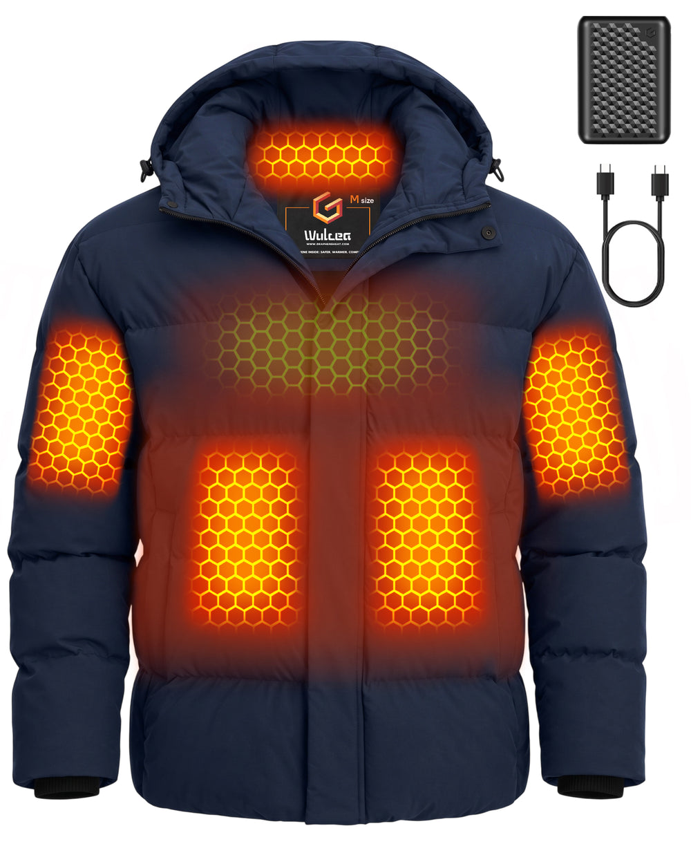 Men's Waterproof Puffer 6-Zone Graphene Heated Jacket