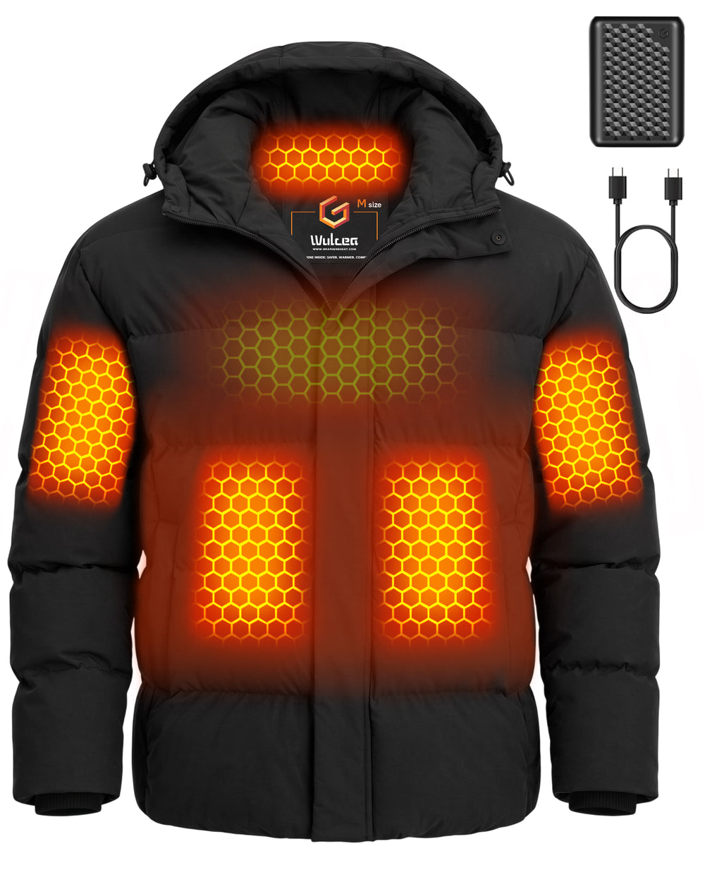 Men's Waterproof Puffer 6-Zone Graphene Heated Jacket