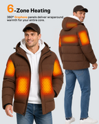 Men's Waterproof Puffer 6-Zone Graphene Heated Jacket