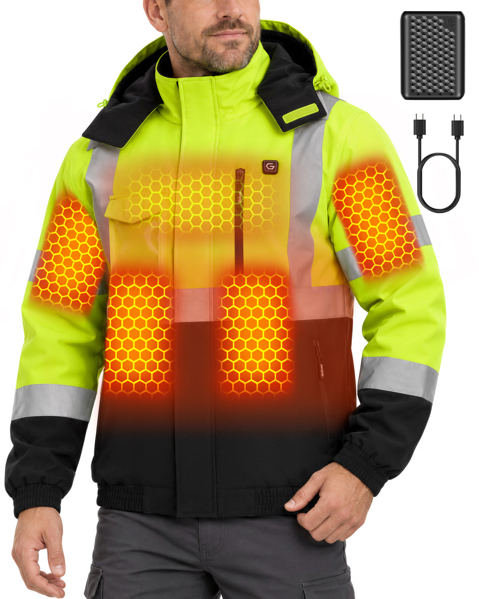 Men's Waterproof Hi-Vis 6-Zone Graphene Heated Jacket