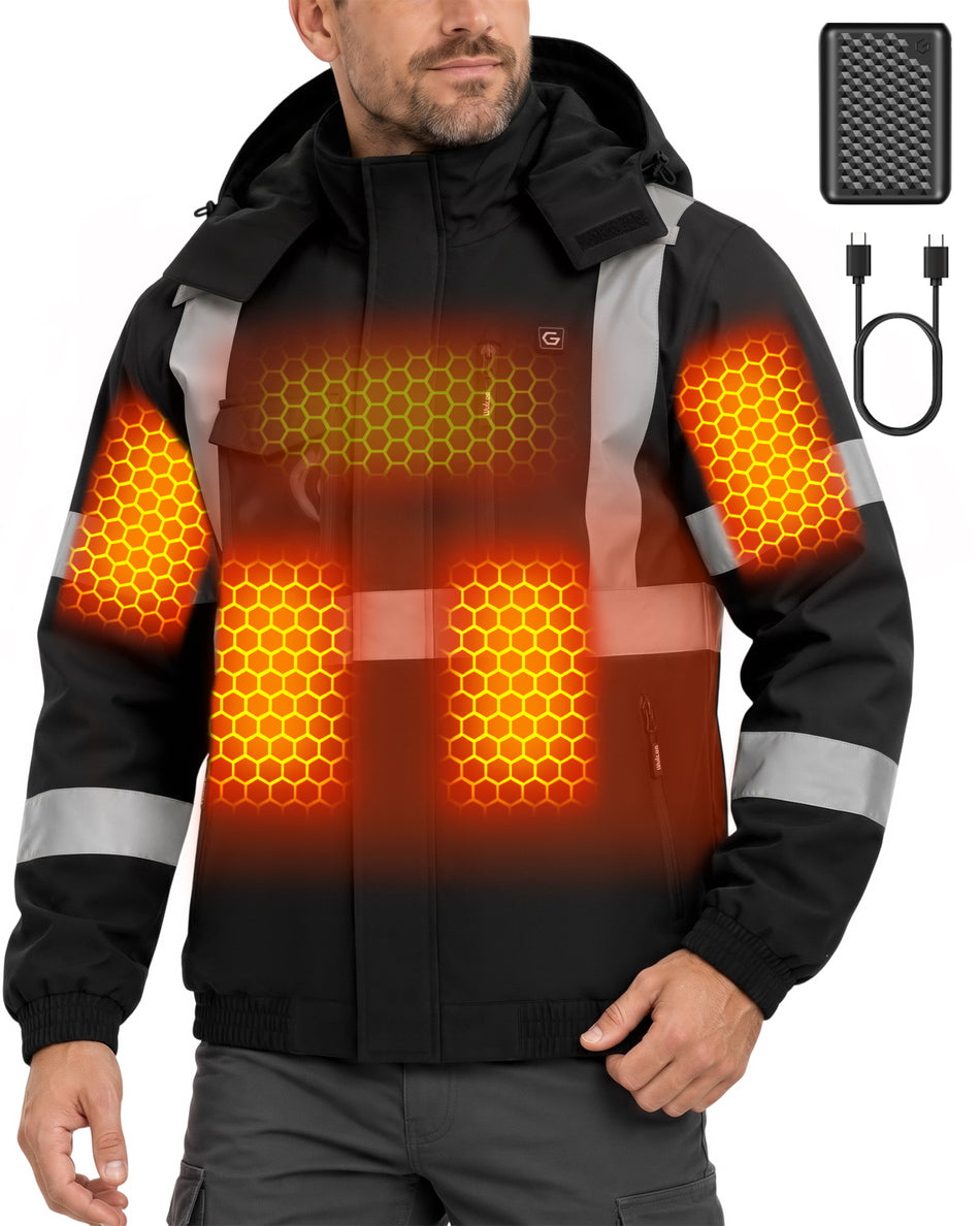 Men's Waterproof Hi-Vis 6-Zone Graphene Heated Jacket