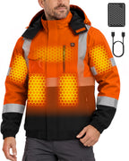 Men's Waterproof Hi-Vis 6-Zone Graphene Heated Jacket