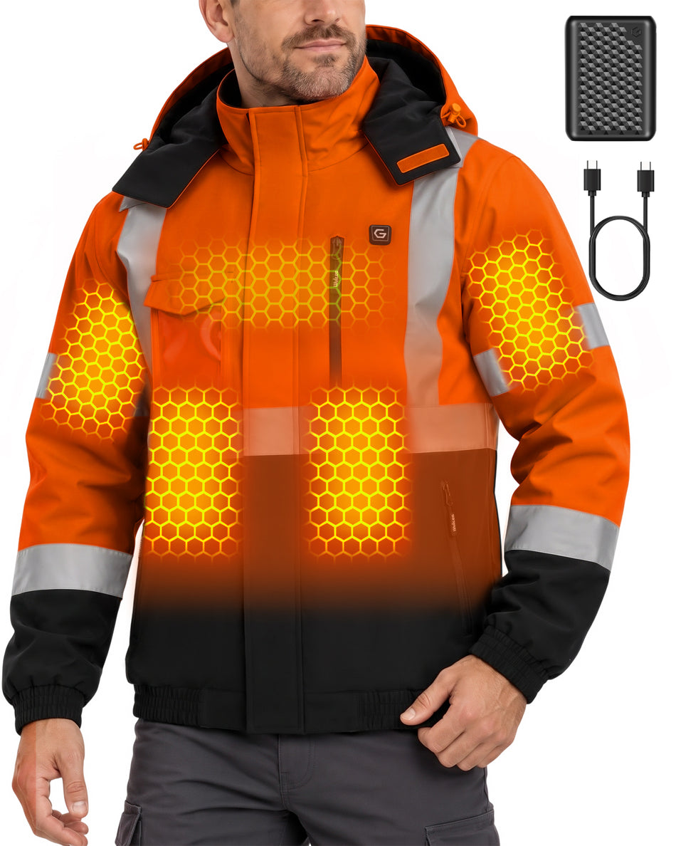 Men's Waterproof Hi-Vis 6-Zone Graphene Heated Jacket