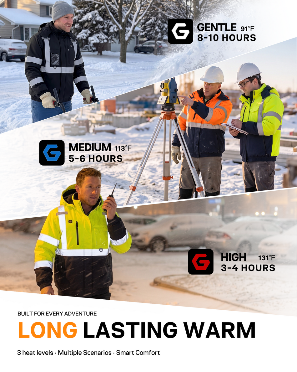 Men's Waterproof Hi-Vis 6-Zone Graphene Heated Jacket