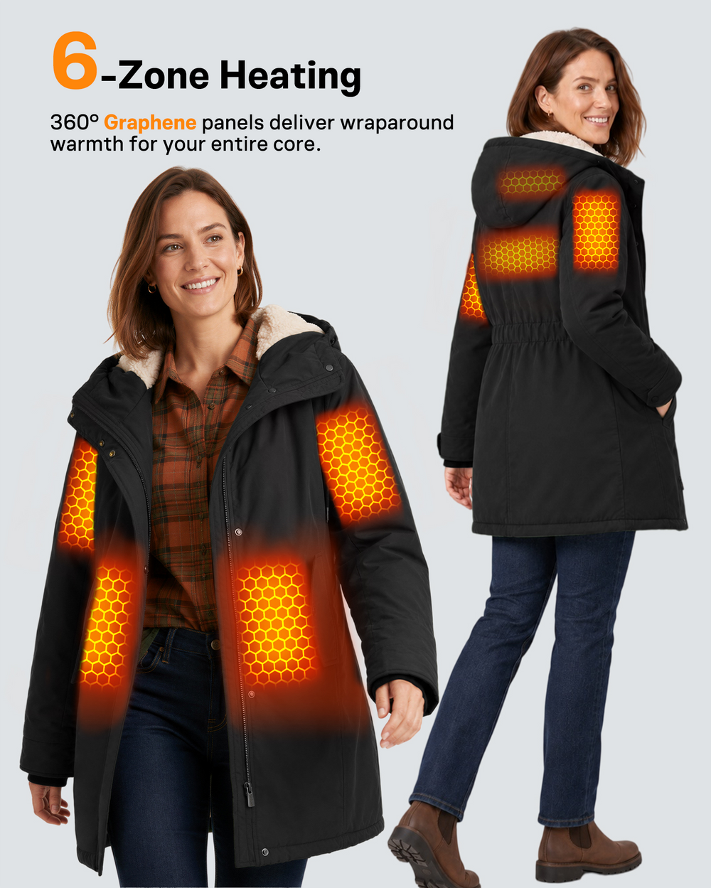 Women's Sherpa-Lined 6-Zone Graphene Heated Jacket