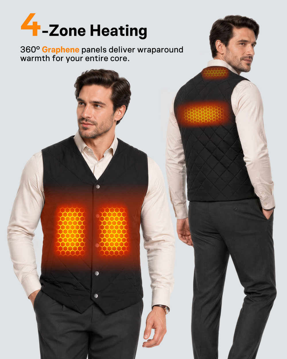 Men's Slim Fit Business 4-Zone Graphene Heated Vest