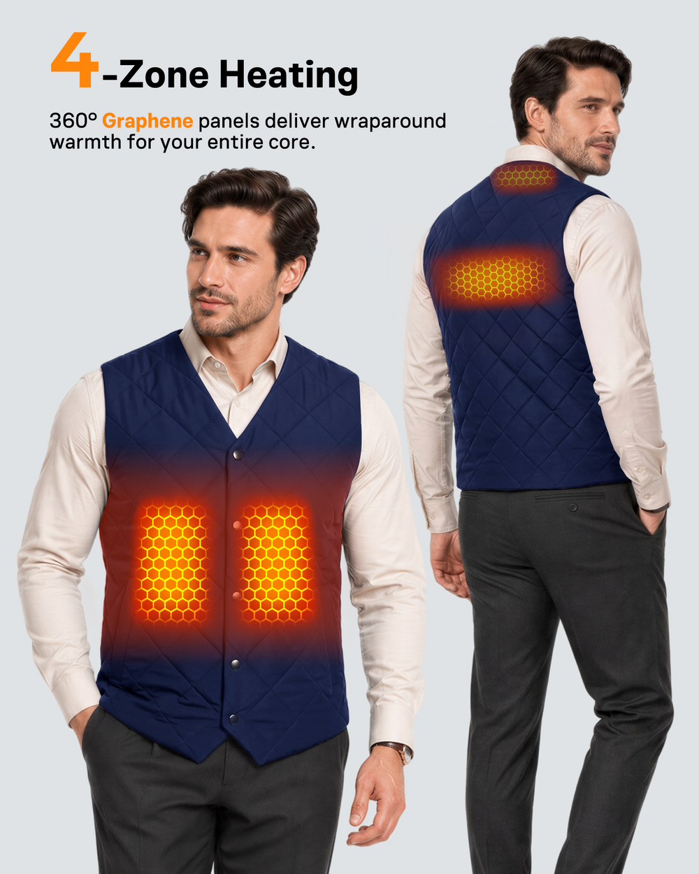 Men's Slim Fit Business 4-Zone Graphene Heated Vest