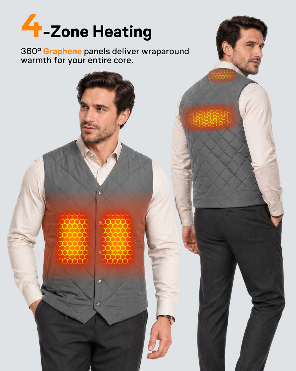 Men's Slim Fit Business 4-Zone Graphene Heated Vest