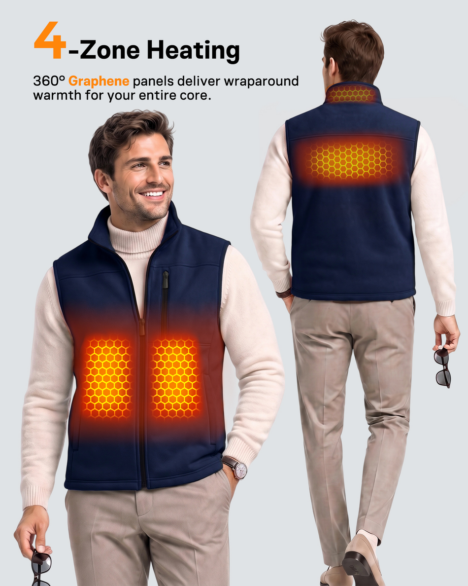Men's Lightweight Zip-Up 4-Zone Graphene Heated Vest