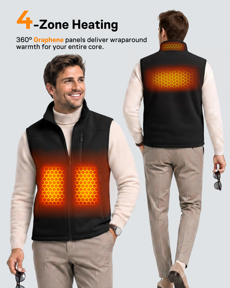 Men's Lightweight Zip-Up 4-Zone Graphene Heated Vest