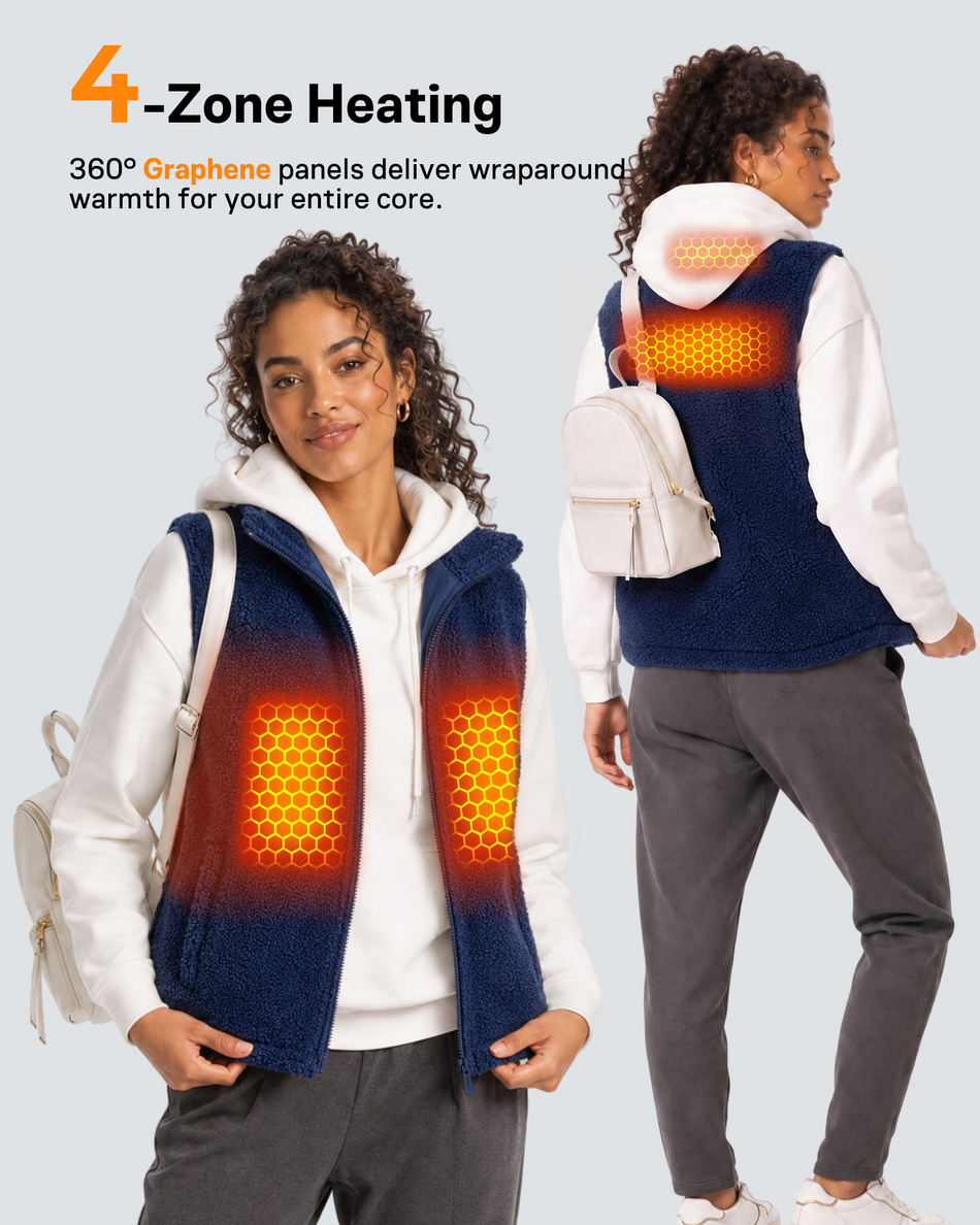 Women's Sherpa Fleece 4-Zone Graphene Heated Vest