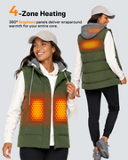 Women's Waterproof Hooded 4-Zone Graphene Heated Vest