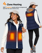 Women's Waterproof Hooded 4-Zone Graphene Heated Vest
