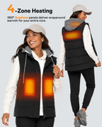 Women's Waterproof Hooded 4-Zone Graphene Heated Vest