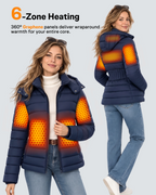 Women's Lightweight Puffer 6-Zone Graphene Heated Jacket