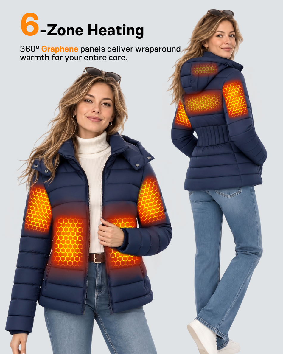 Women's Lightweight Puffer 6-Zone Graphene Heated Jacket
