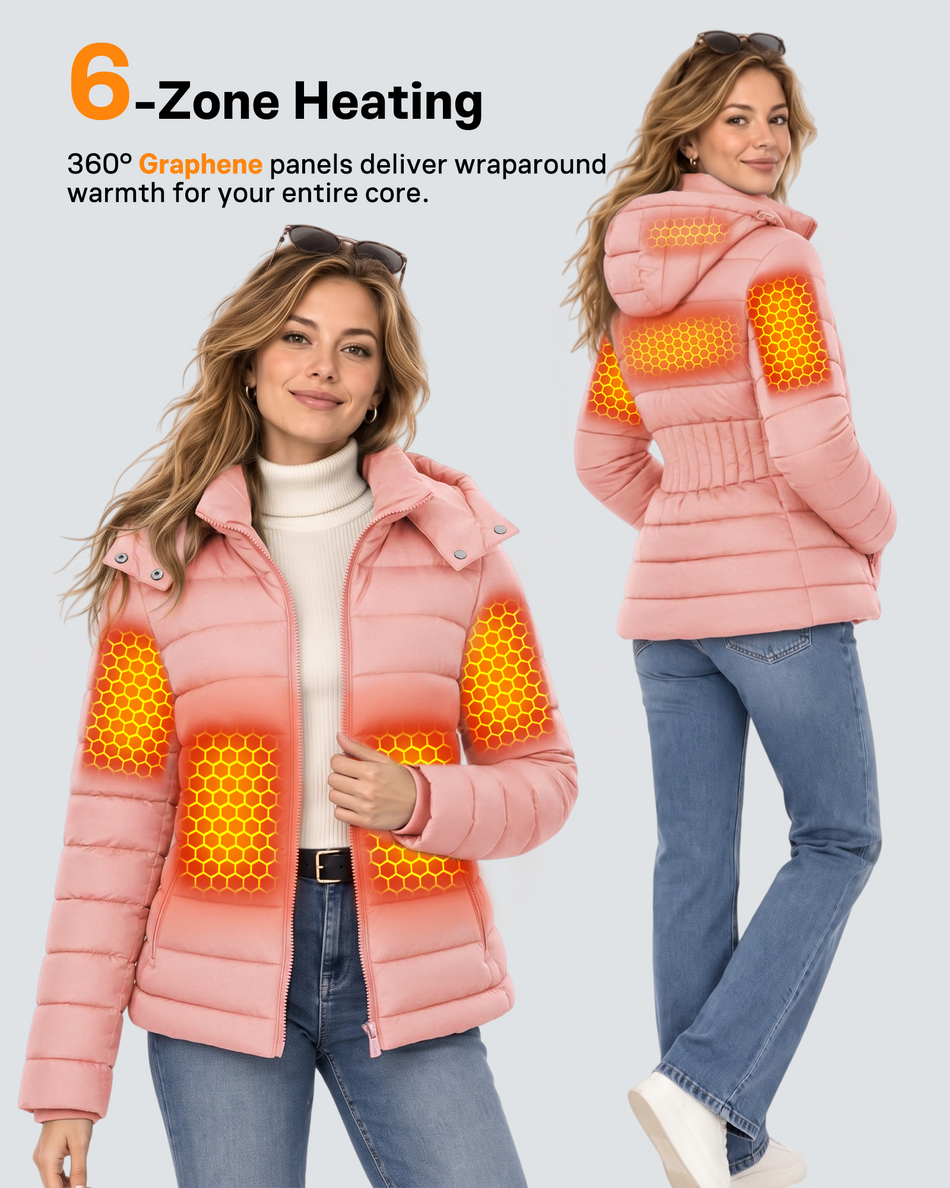 Women's Lightweight Puffer 6-Zone Graphene Heated Jacket