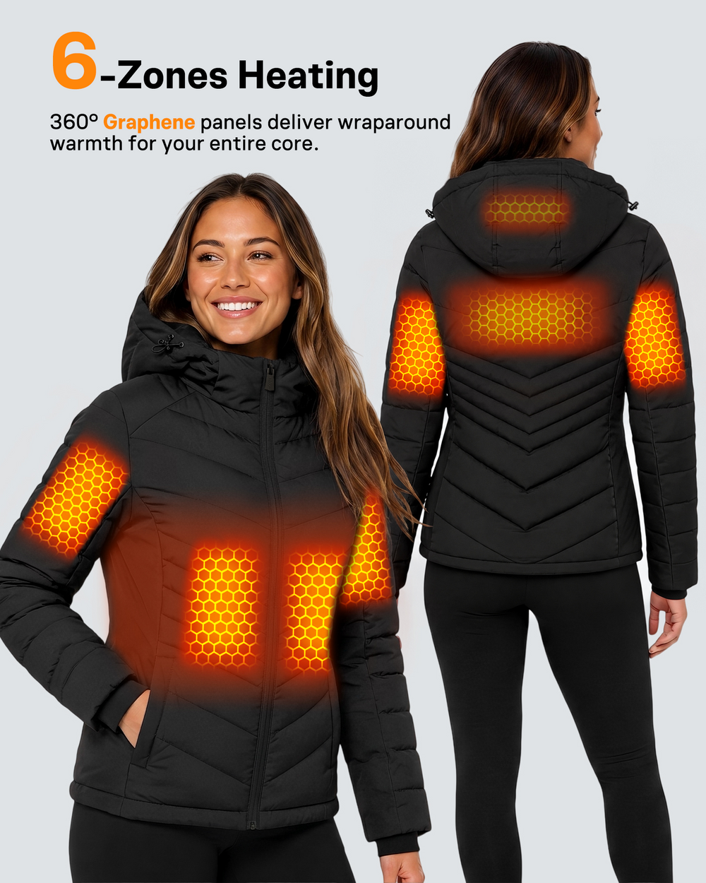 Women's Slimming Puffer 6-Zone Graphene Heated Jacket