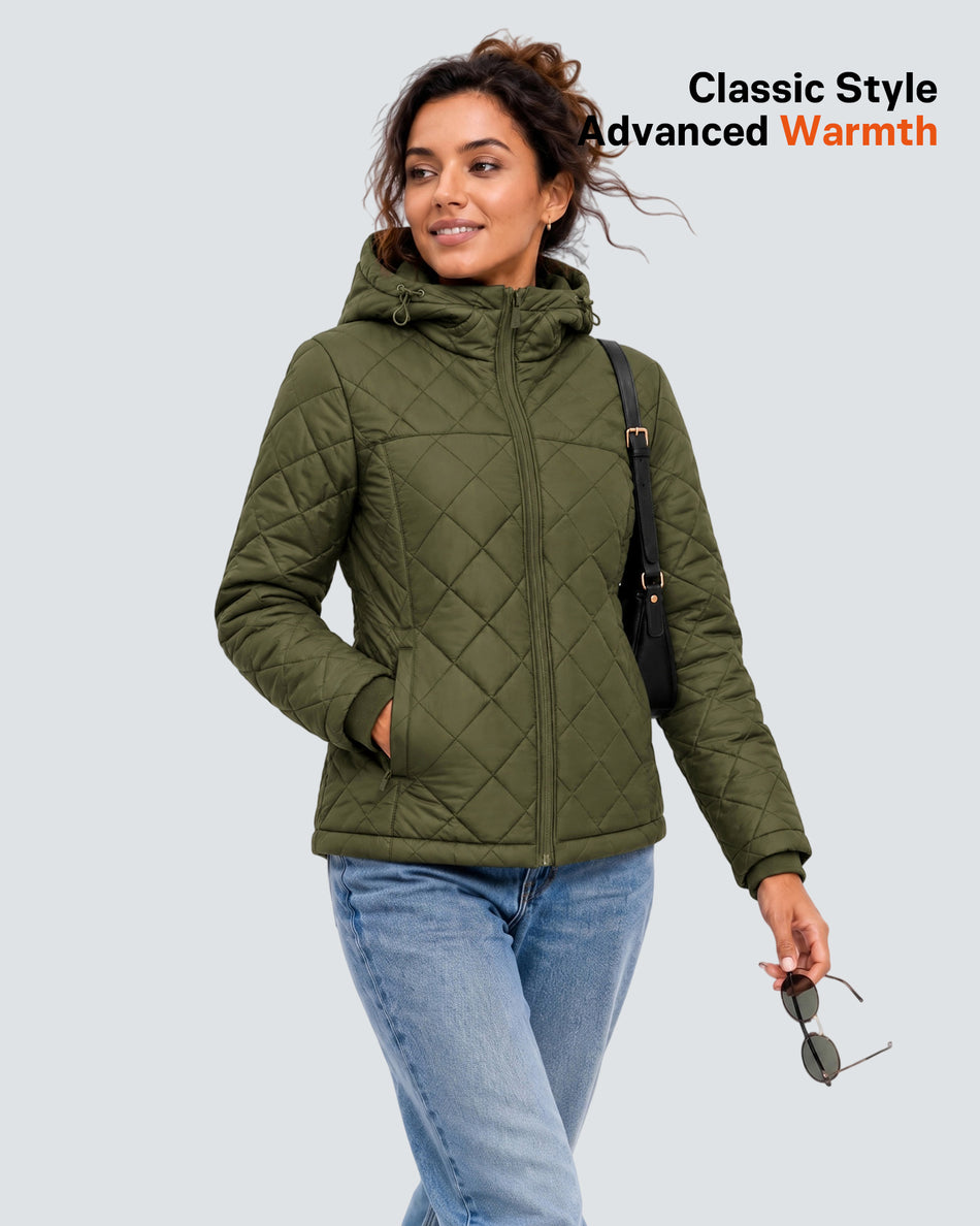 Women's Lightweight Diamond Quilted 6-Zone Graphene Heated Jacket