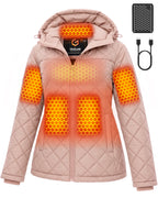 Women's Lightweight Diamond Quilted 6-Zone Graphene Heated Jacket
