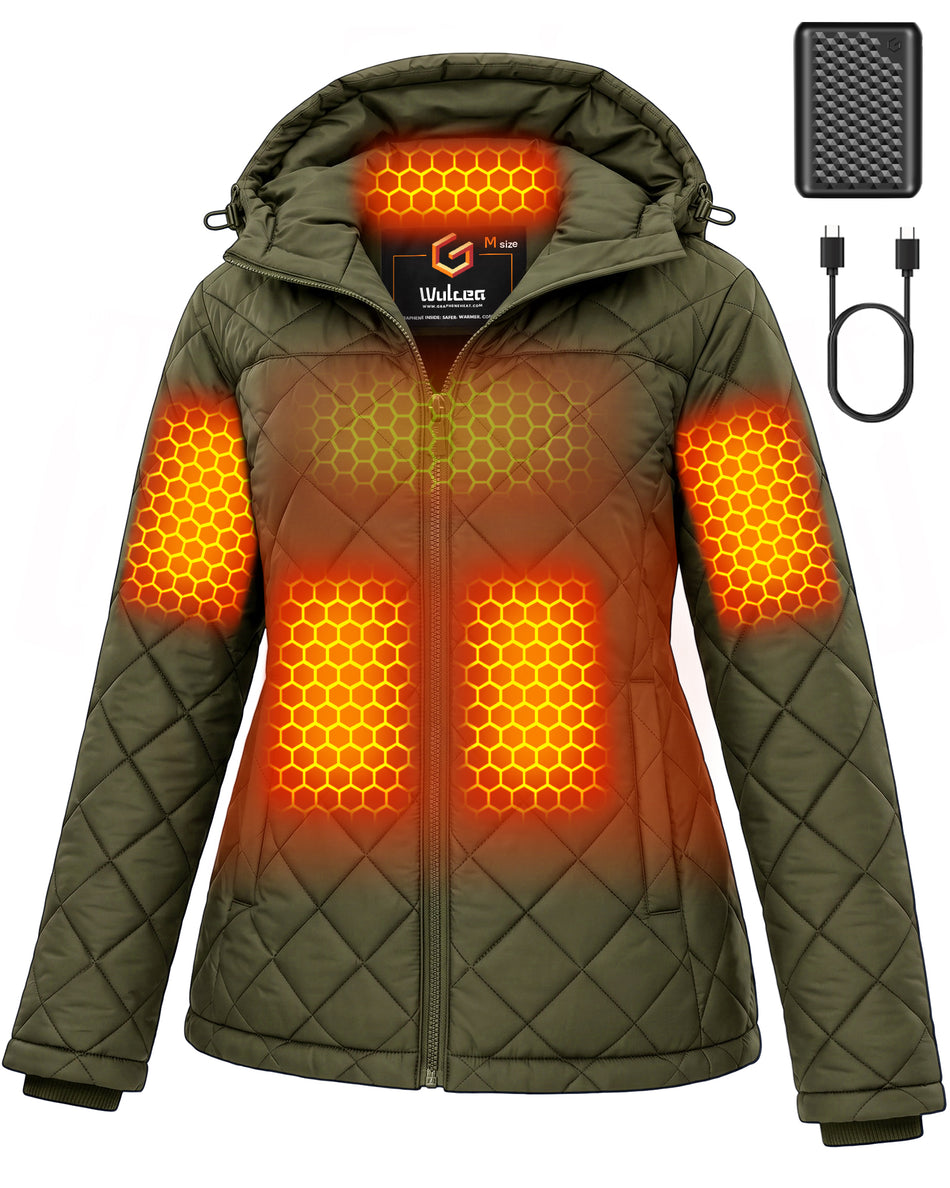 Women's Lightweight Diamond Quilted 6-Zone Graphene Heated Jacket
