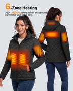 Women's Lightweight Diamond Quilted 6-Zone Graphene Heated Jacket