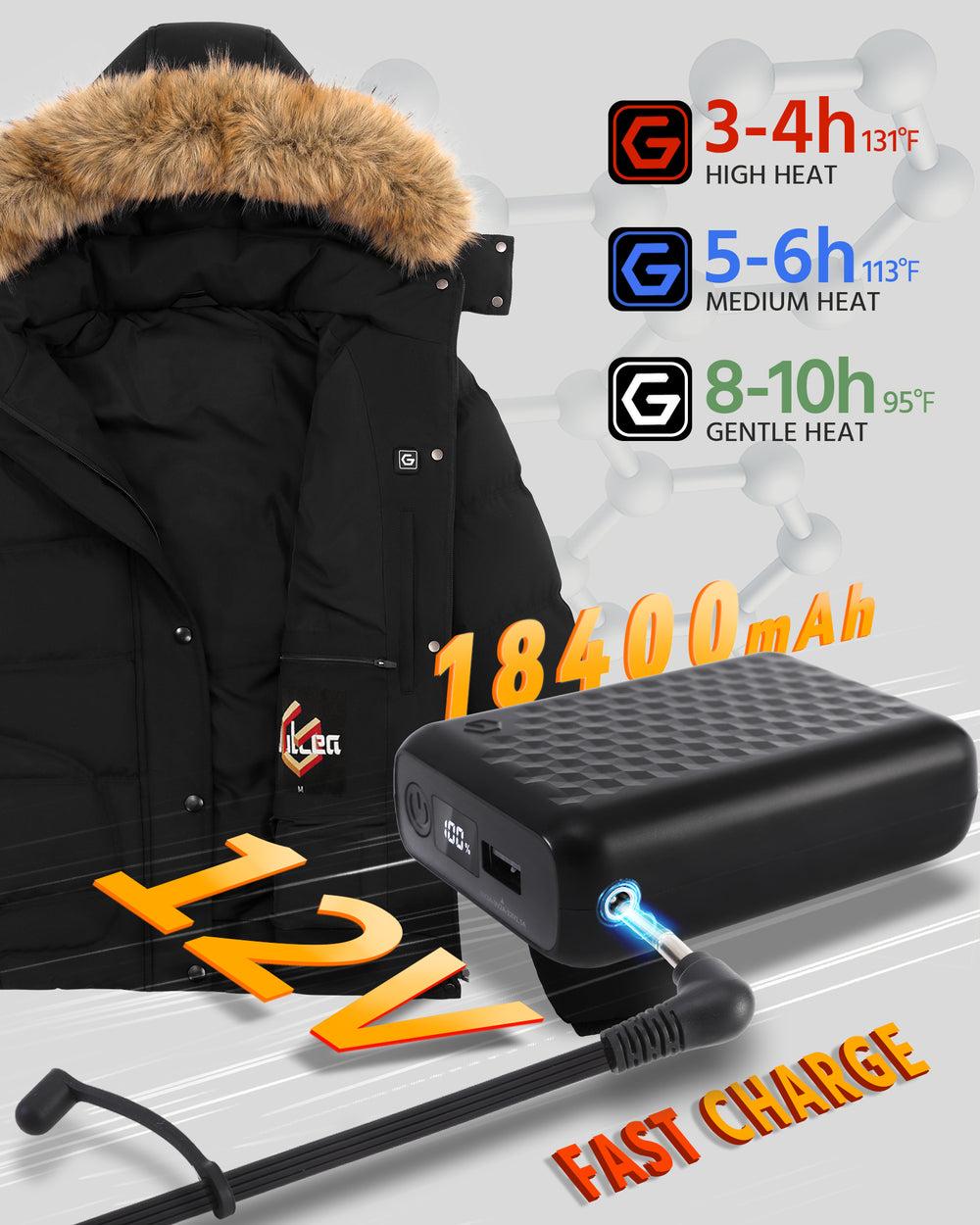 Women's Short Puffer 6-Zone Graphene Heated Jacket