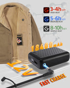 Men's Fleece-Lined Button-Up Denim 6-Zone Graphene Heated Jacket