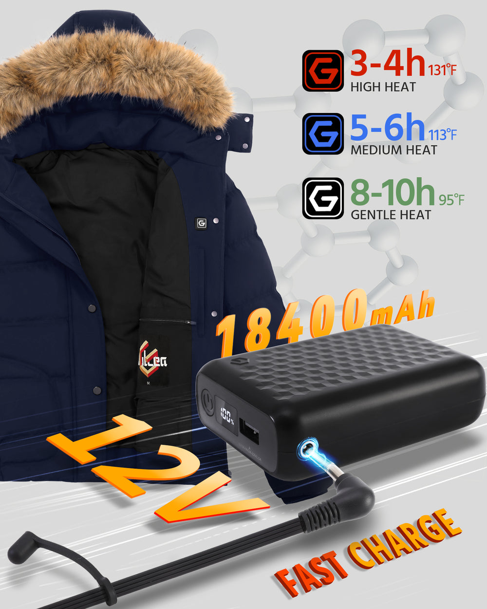 Women's Short Puffer 6-Zone Graphene Heated Jacket