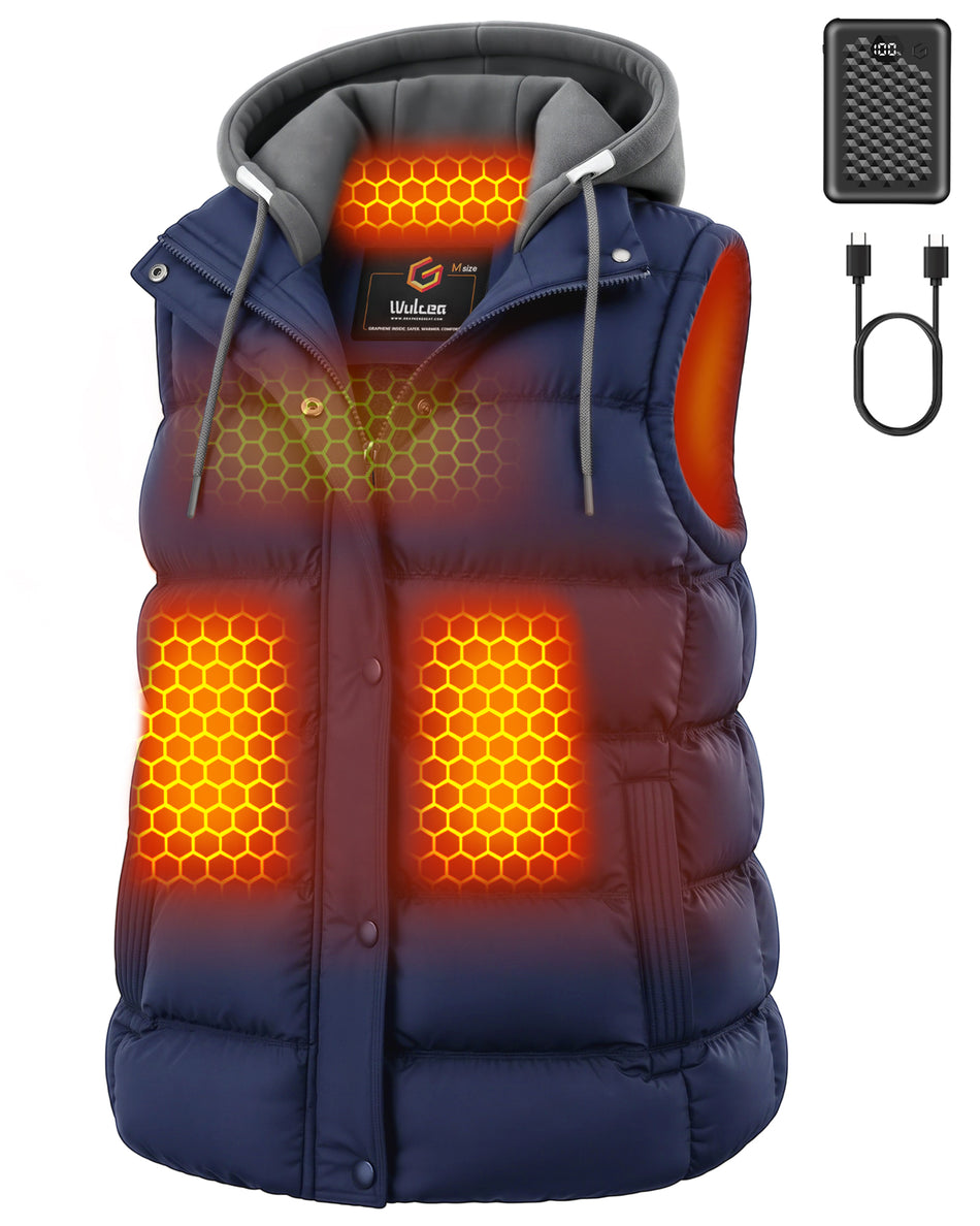 Women's Waterproof Hooded 4-Zone Graphene Heated Vest