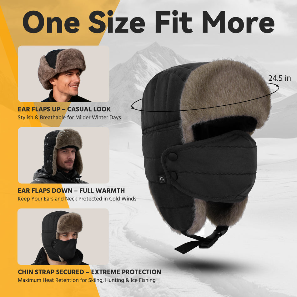 Men's Masked 2-Zone Graphene Heated Trapper Hat