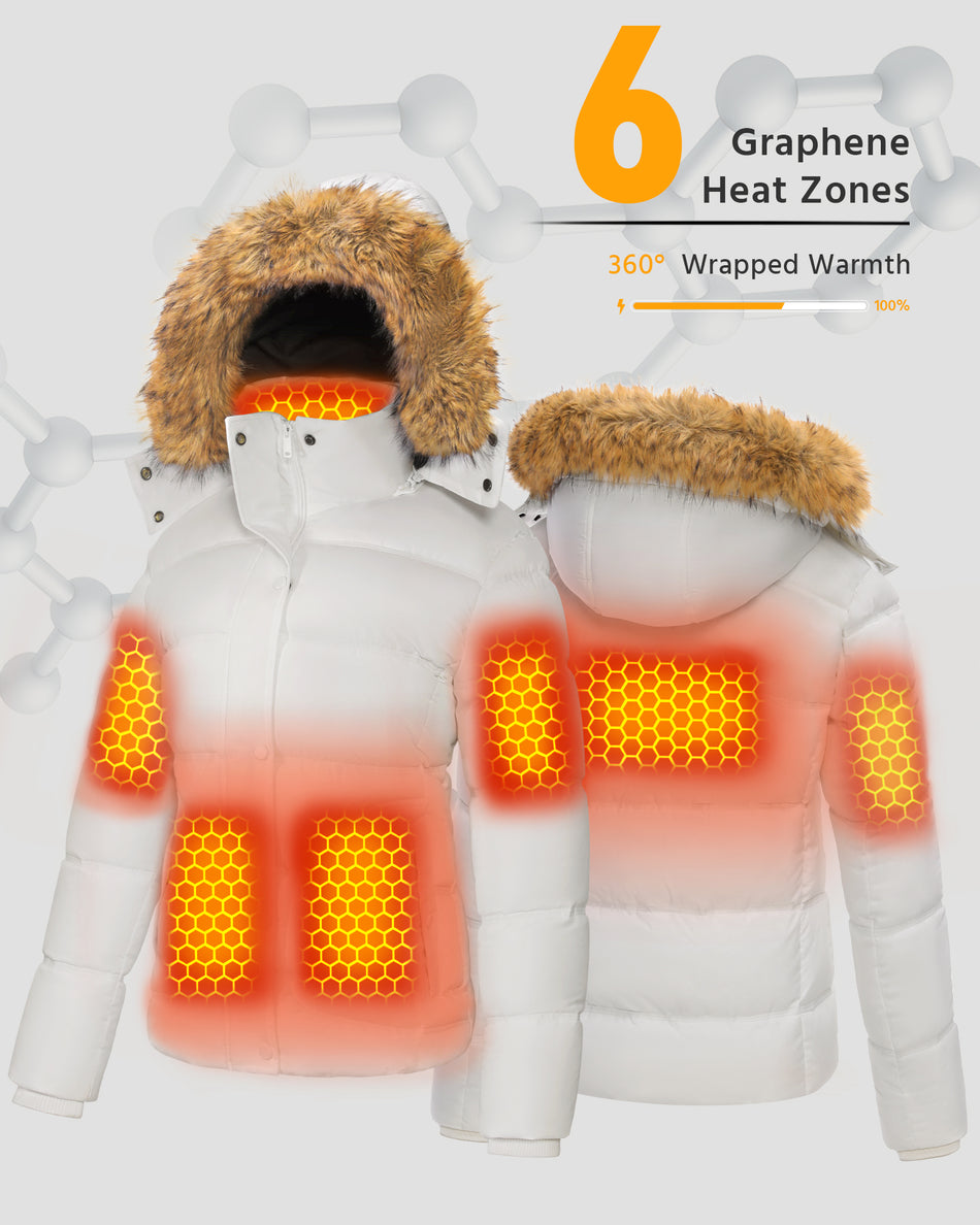 Women's Short Puffer 6-Zone Graphene Heated Jacket