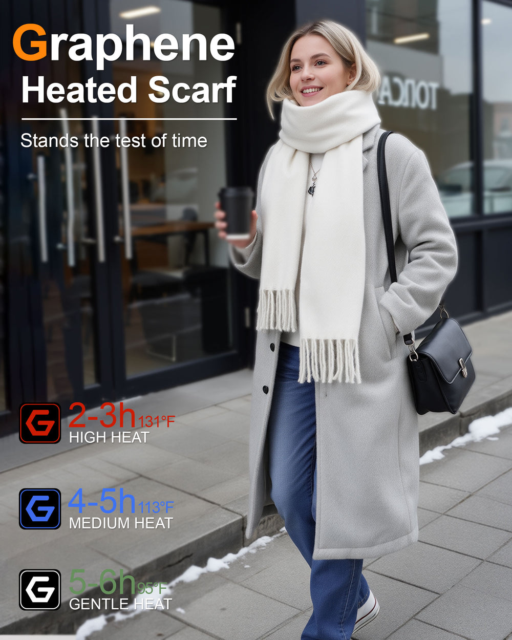 Women's Solid Color 1-Zone Graphene Heated Scarf