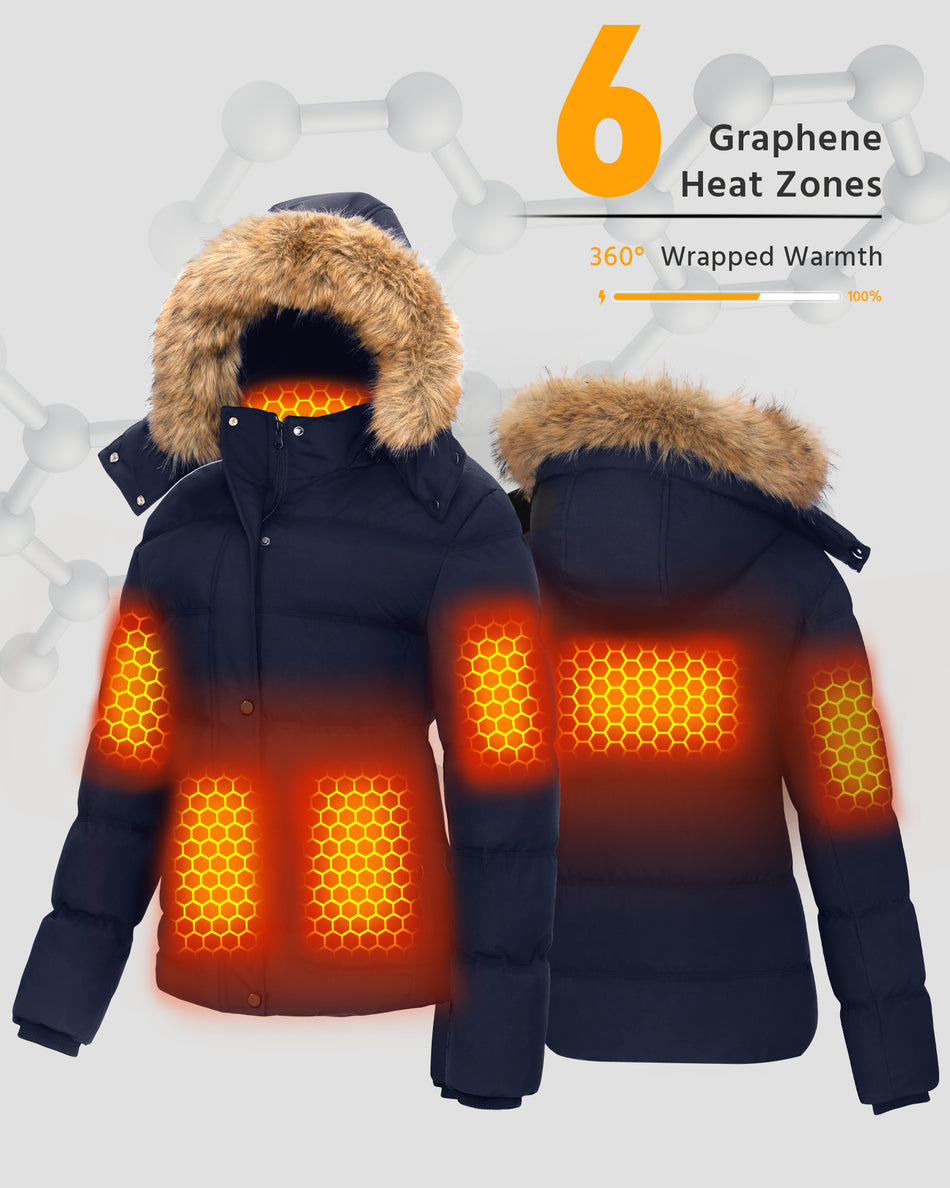 Women's Short Puffer 6-Zone Graphene Heated Jacket