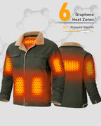 Men's Fleece-Lined Button-Up Denim 6-Zone Graphene Heated Jacket