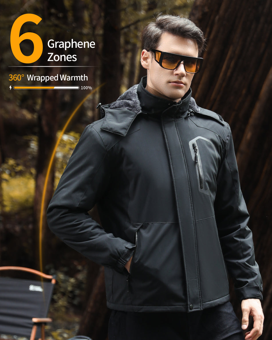 Men's Fur-Lined 6-Zone Graphene Heated Jacket