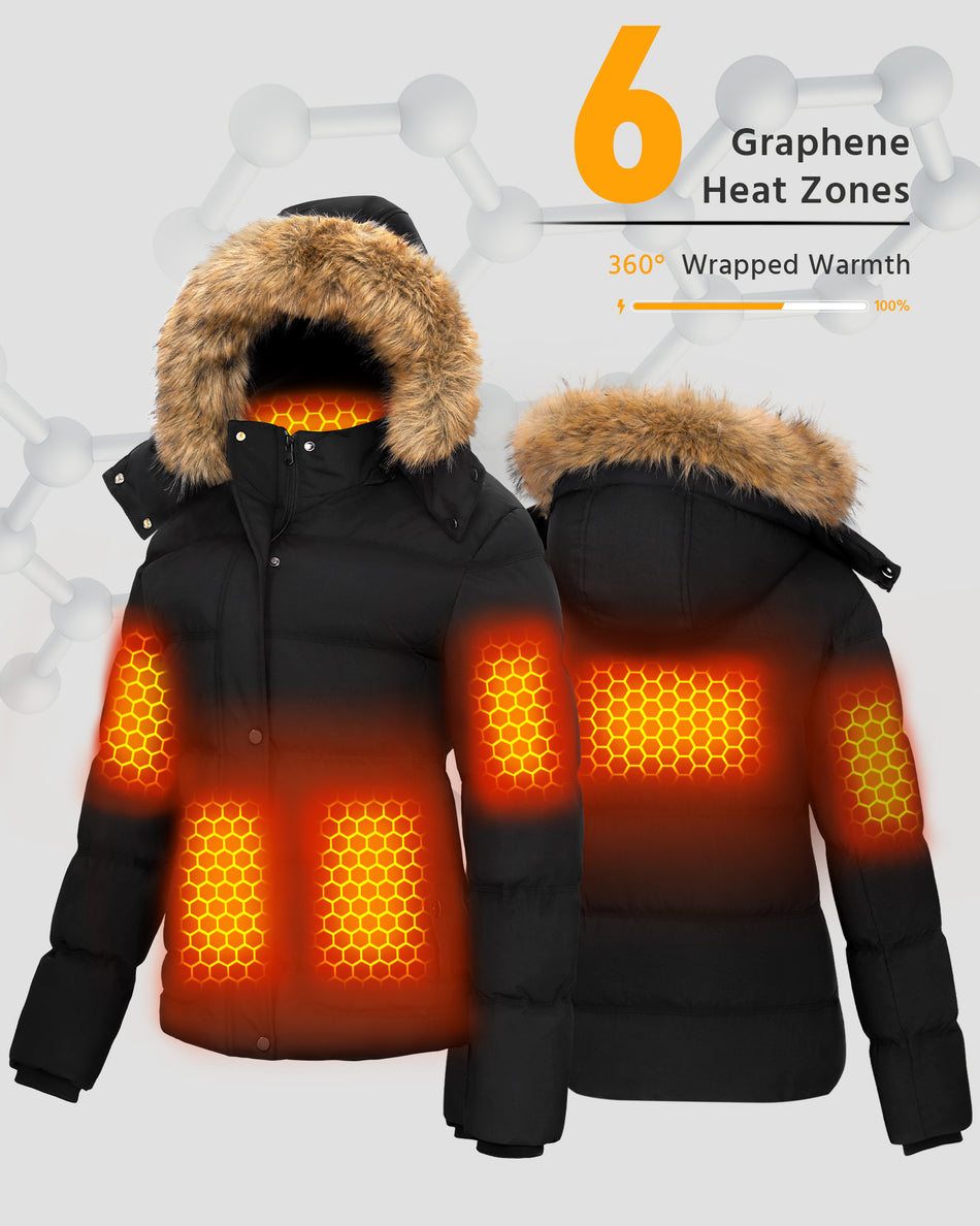 Women's Short Puffer 6-Zone Graphene Heated Jacket