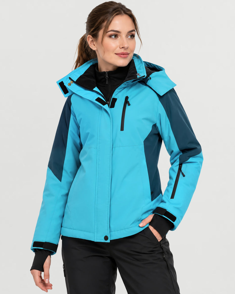 Women's Blue Color-Block Hardshell 6-Zone Graphene Heated Jacket