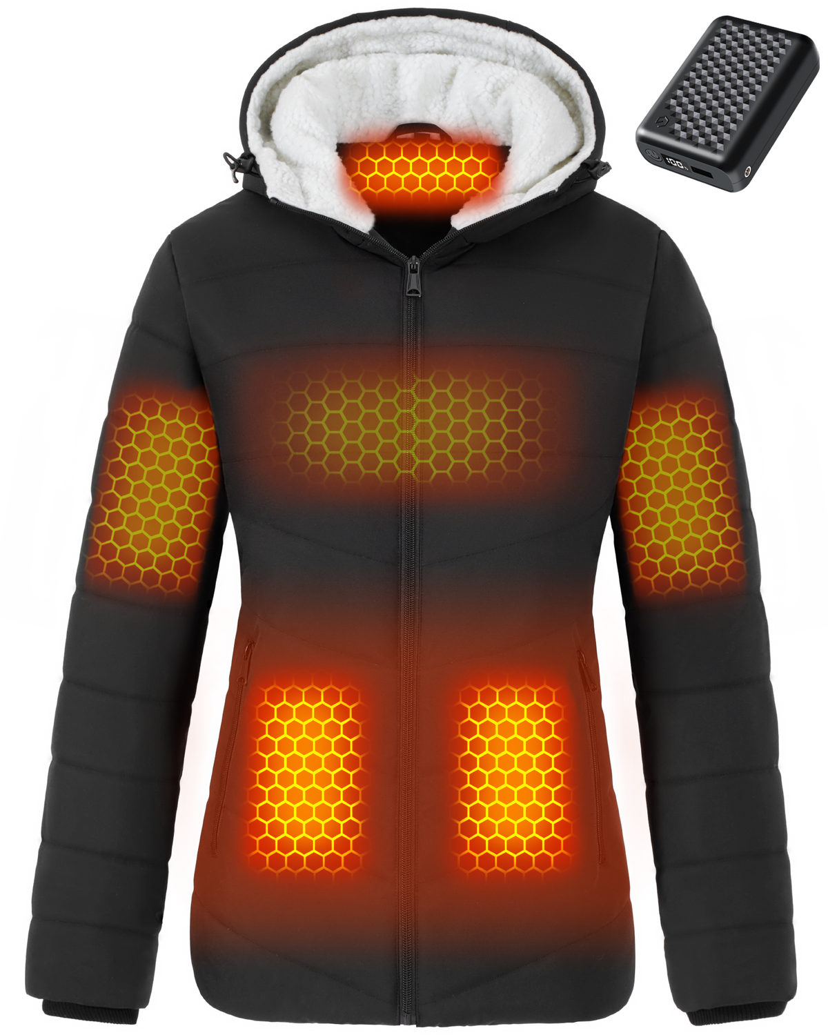 Women's Quilted Heated Jacket (Fleece Hood),GW882410
