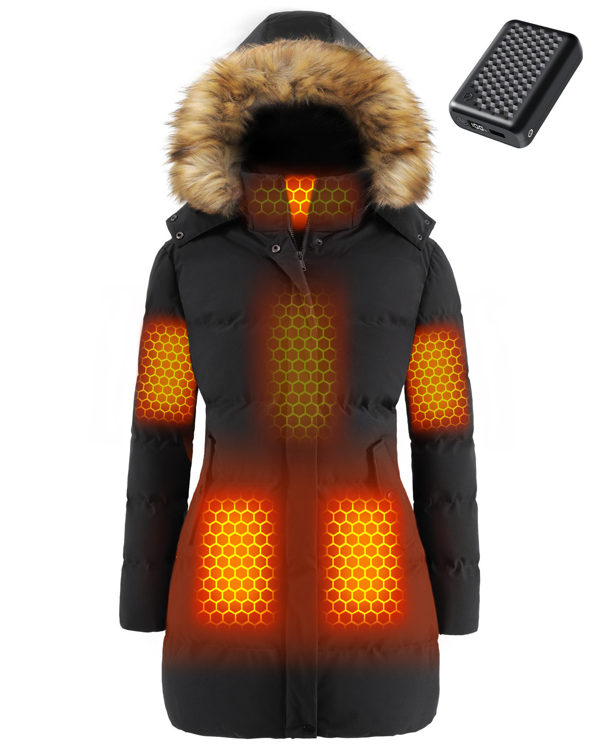 Women's Long Heated Puffer Coat (Regular Fit),GW882411