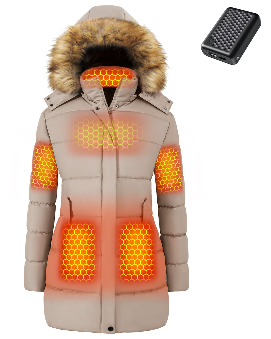 Women's Mid-Length Puffer 6-Zone Graphene Heated Coat