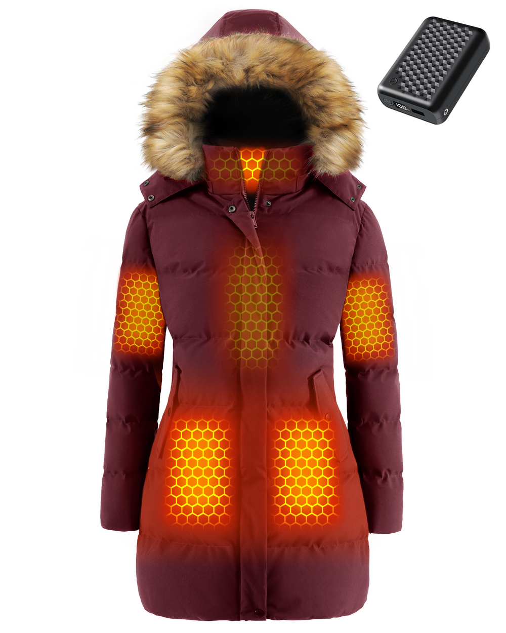Women's Mid-Length Puffer 6-Zone Graphene Heated Coat