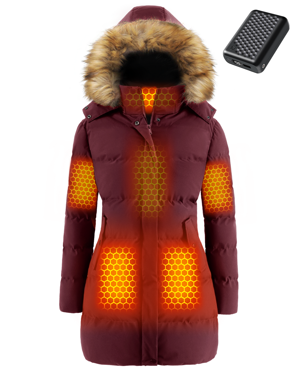 Women's Mid-Length Puffer 6-Zone Graphene Heated Coat
