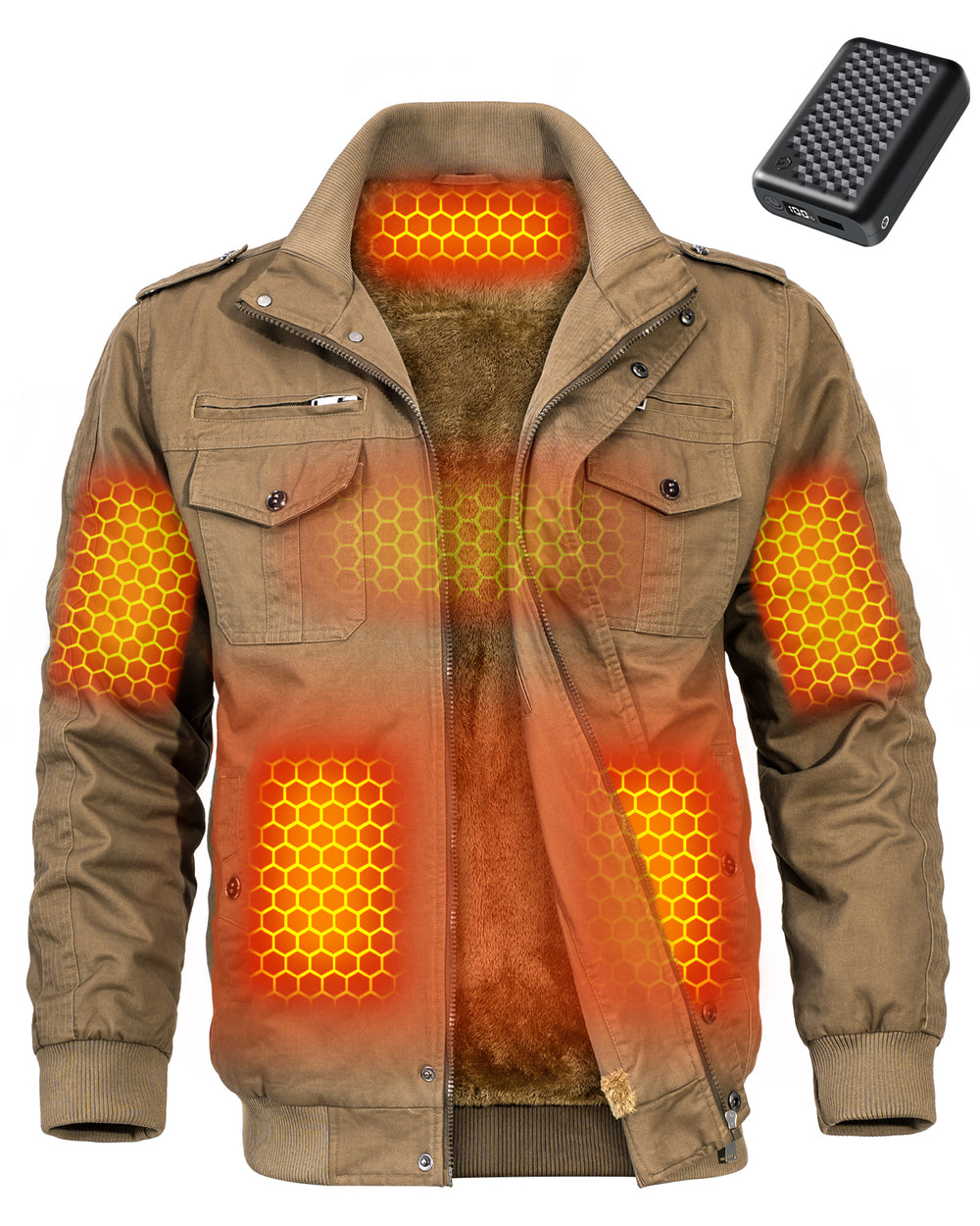Men's Fleece-Lined Zip-Up Denim 6-Zone Graphene Heated Jacket