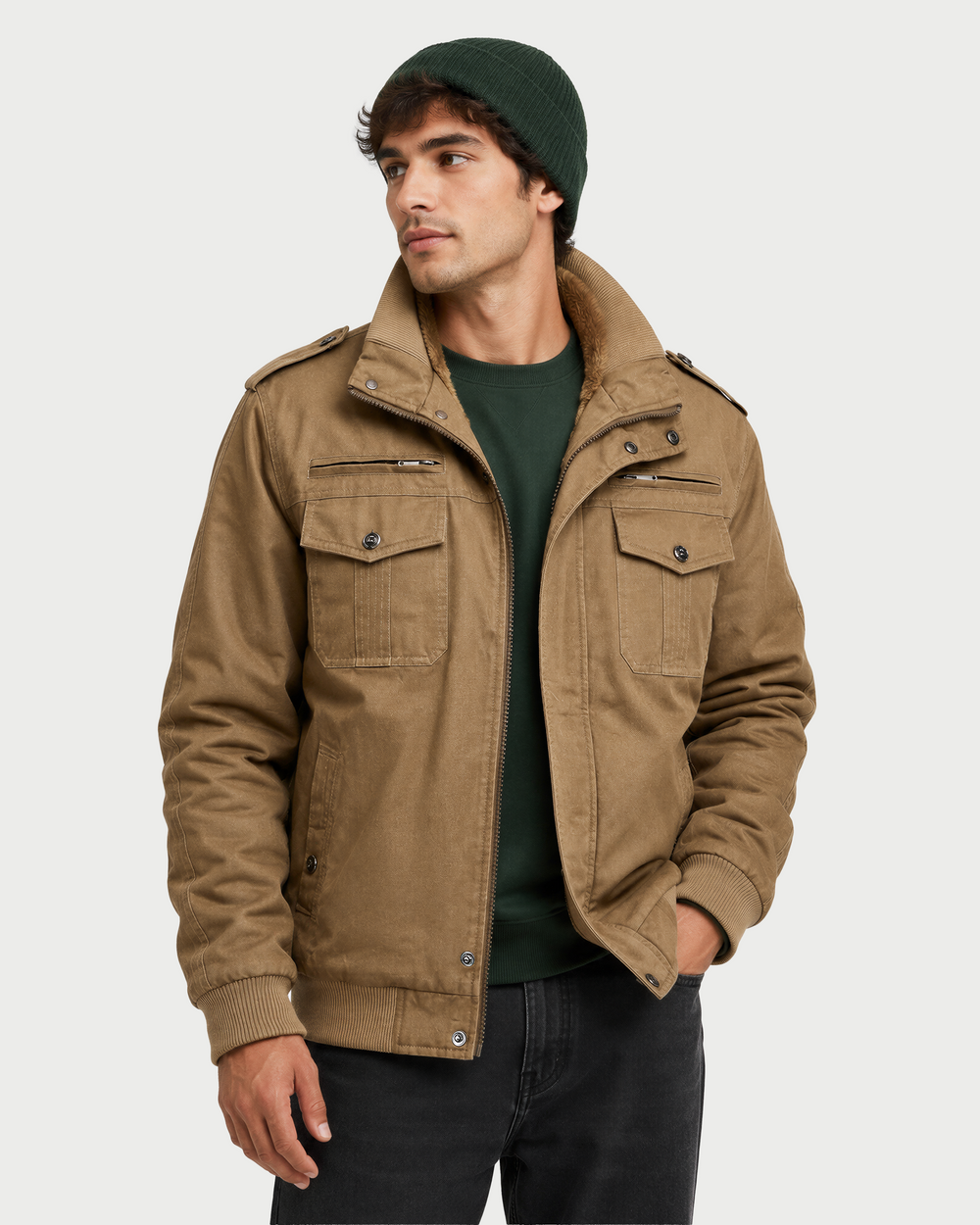Men's Fleece-Lined Zip-Up Denim 6-Zone Graphene Heated Jacket